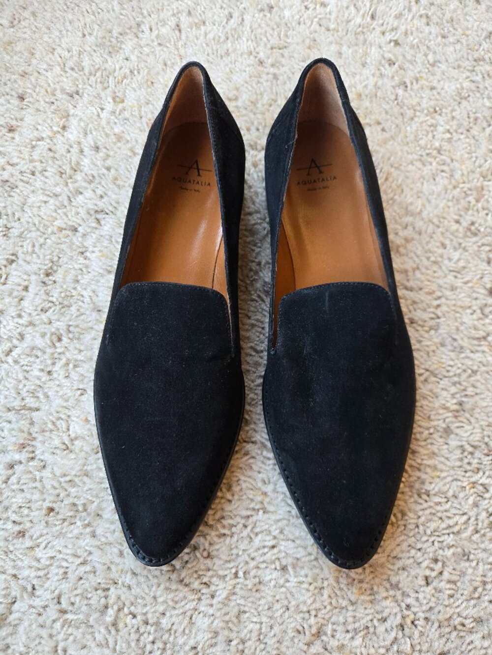 Aquatalia Black Suede Weatherproof Loafers Women's US Size 8.5